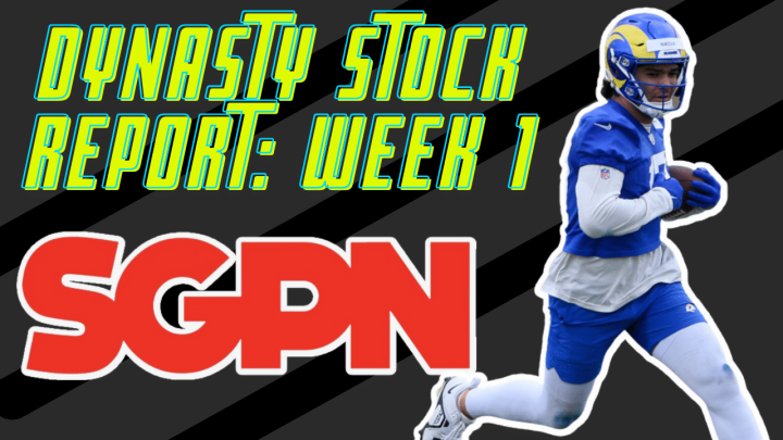 TheSGPNetwork's tweet card. Week 1 of the NFL season was crazy, and there will be a lot of overreactions. It's always important to take note of performances, splits, and opportunities. The dynasty trade market is always...