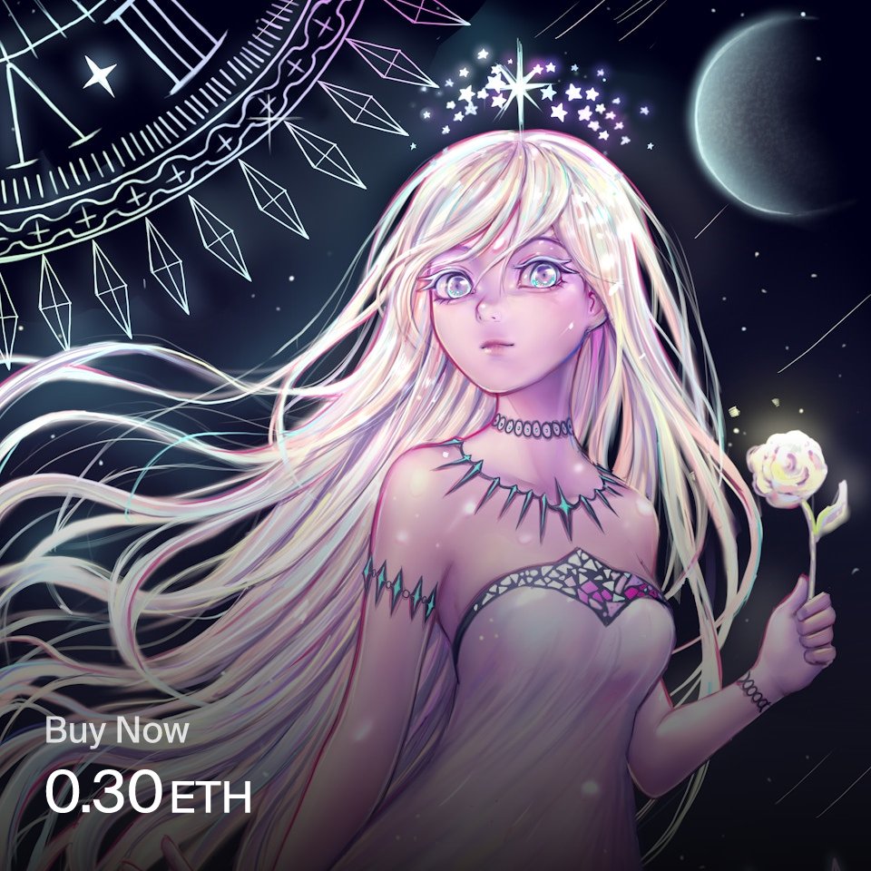 elen_nft1's tweet card. In this dark universe, there is the brightest star. To make this universe brighter This is the first art work in the "The starry girls" collection 2893 x 4…