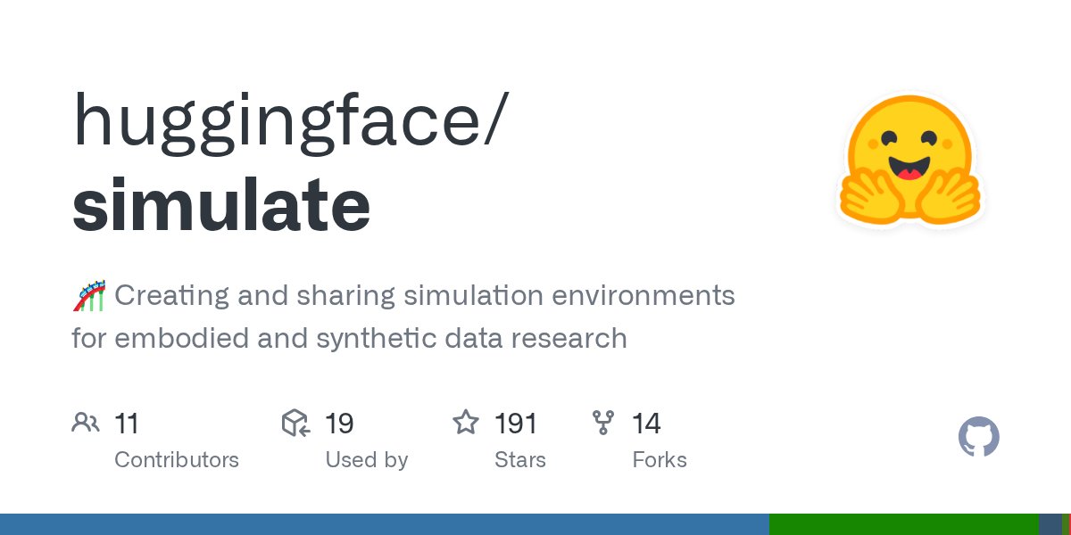 Thom_Wolf's tweet card. 🎢 Creating and sharing simulation environments for embodied and synthetic data research - huggingface/simulate