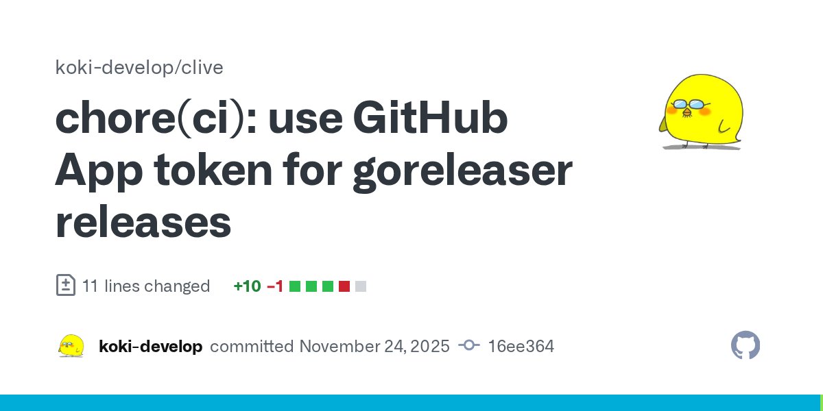 koki_develop's tweet card. Replace TAP_GITHUB_TOKEN with token from actions/create-github-app-token. Improves security by using a GitHub App token.
