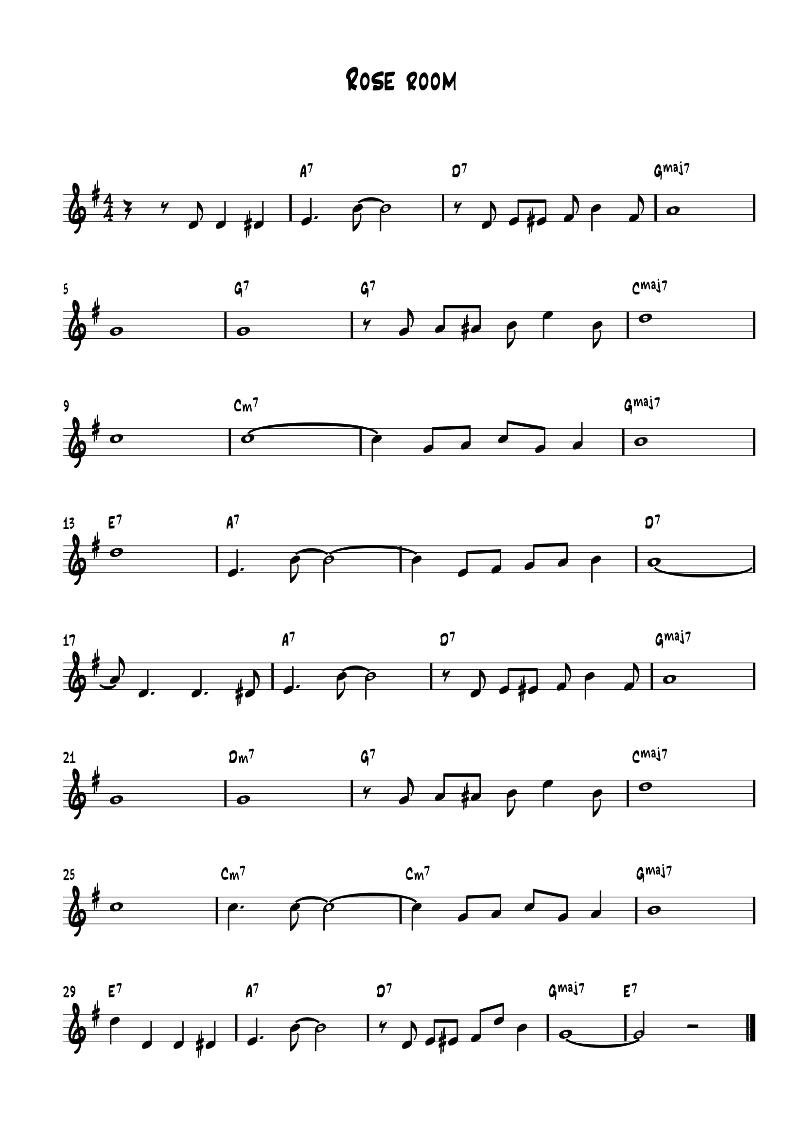 Jazz_Tutorial's tweet card. rose room jazz standard free pdf download