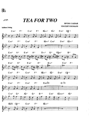 Jazz_Tutorial's tweet card. Tea For Two pdf free download "Tea for Two" is a jazz standard composed by Vincent Youmans, with lyrics written by Irving Caesar. It is a playful and