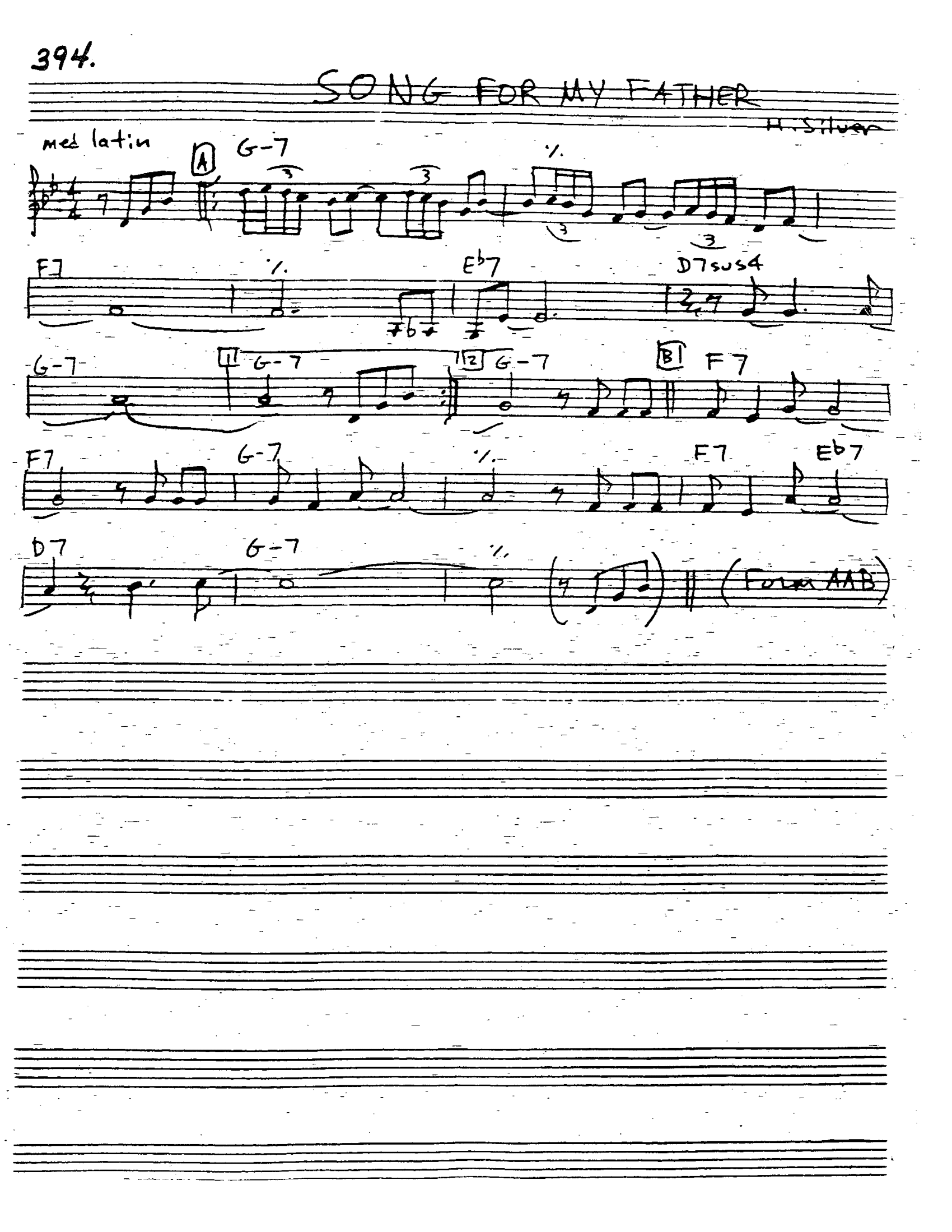 Jazz_Tutorial's tweet card. Song For My Father-Bb "Song for My Father" is a jazz standard composed by Horace Silver. It is a lively and energetic song that is known for its catchy