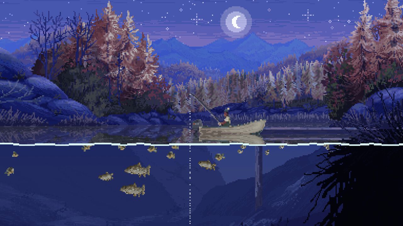 DOTseisaku's tweet card. 放置型釣りゲーム『Cast n Chill』の無料体験版（デモ版）がSteamにて2025年5月3日に配信開始。製品版は6月に発売予定。