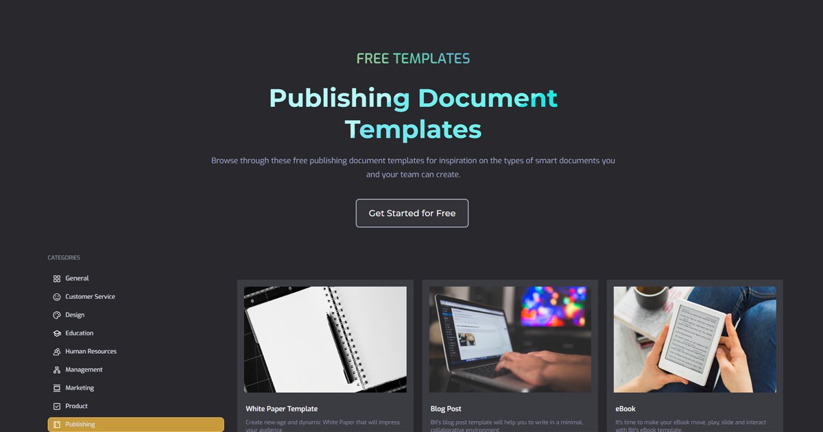 Bit_docs's tweet card. Browse through these publishing templates for inspiration on the types of smart documents you and your team can create.