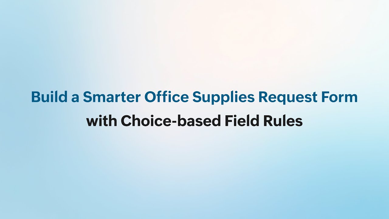 ZohoForms's tweet card. How to configure Choice-Based Field Rules in an Office Supplies...