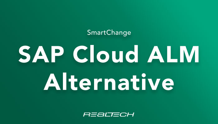 realtech_de's tweet card. SmartChange as SAP Cloud ALM alternative: full hybrid capability, integrated ITSM workflows, transparent costs, and rapid implementation.