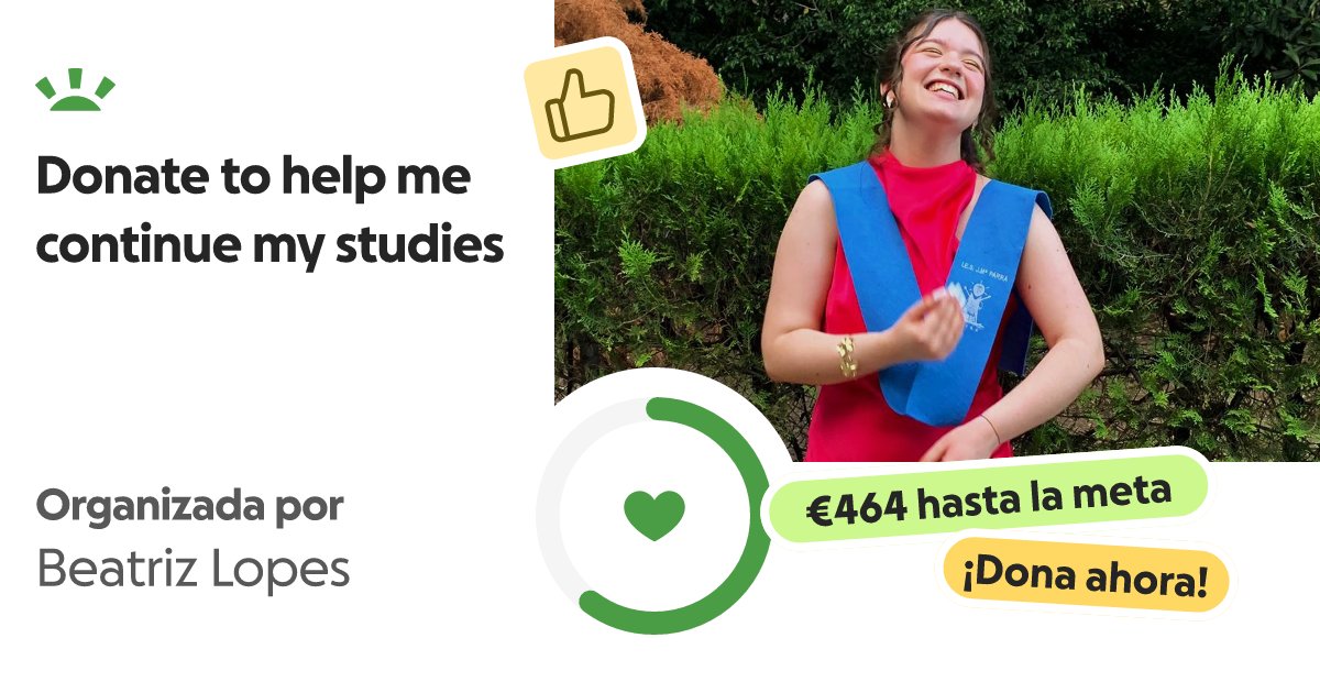 86N0RRIS's tweet card. Hello! My name is Beatriz, I am 19 years old and I'm currently studying physiother… Beatriz Lopes needs your support for Donate to help me continue my studies