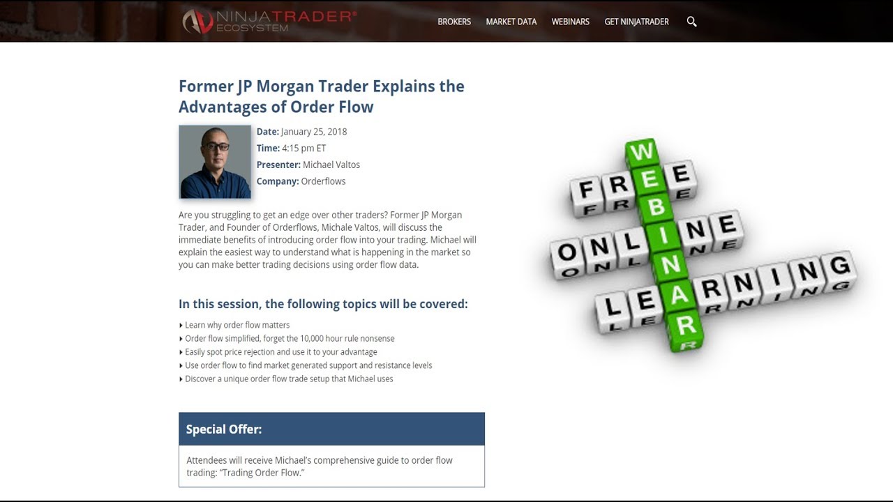 orderflowsmike's tweet card. Orderflows Trader Webinar With NinjaTrader Learn Order Flow Analysis...