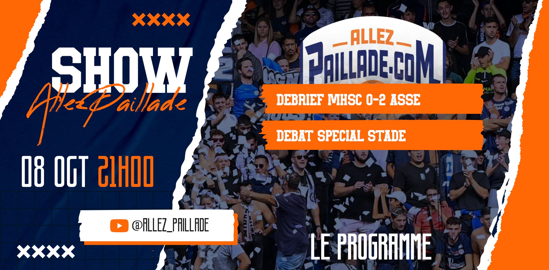 AllezPaillade's tweet card. Notre show live s'est déroulé hier sur notre chaîne Youtube ! Voici les différents replay sur vos plateformes préférées, à écouter sans modération. Nous évoquons bien sur la défaite face à Saint-Et...