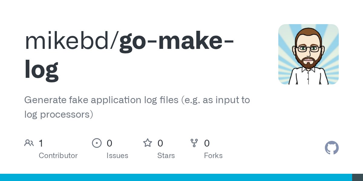 mikebd's tweet card. Generate fake application log files (e.g. as input to log processors) - mikebd/go-make-log