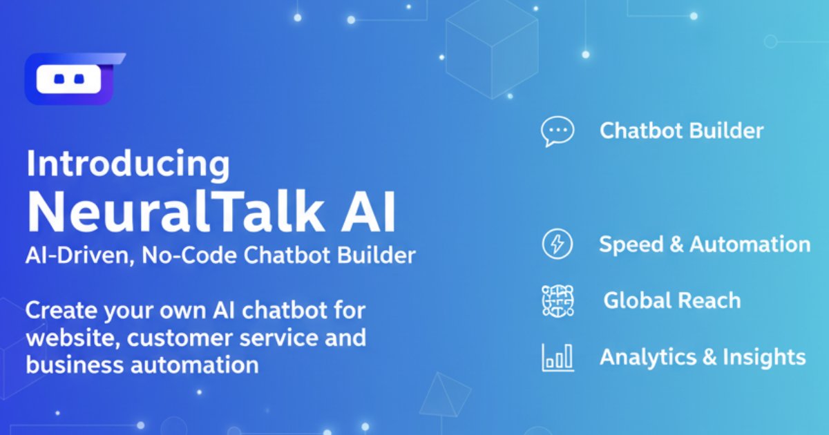 NeuraltalkAi's tweet card. Transform your customer support with NeuralTalk AI's intelligent chatbots. Get detailed analytics, comprehensive chat logs, and complete customer interaction history.