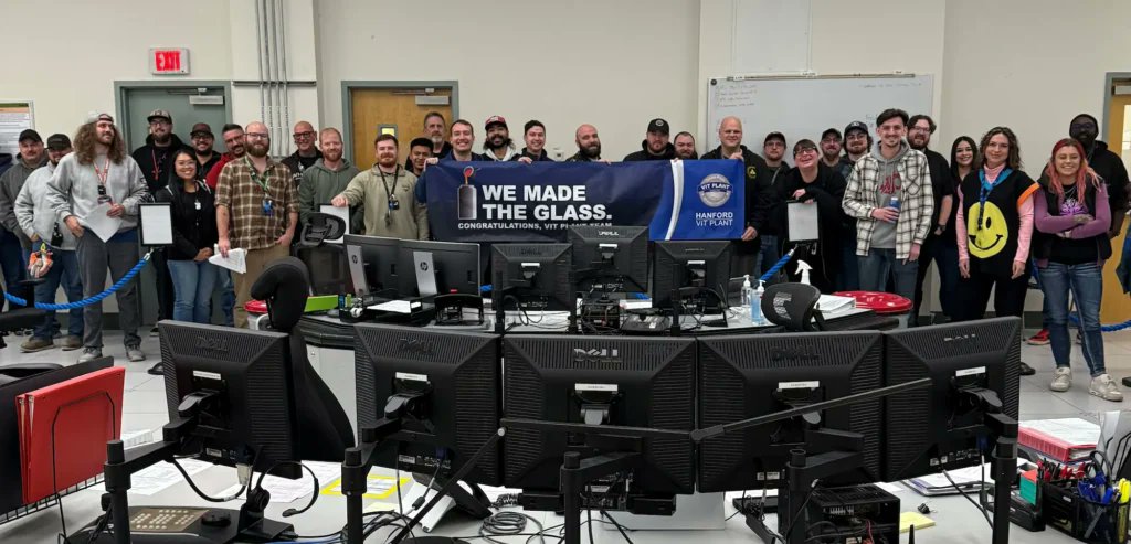 Inspenetnetwork's tweet card. Bechtel initiates nuclear vitrification at Hanford, converting radioactive waste into stable glass for safe storage.