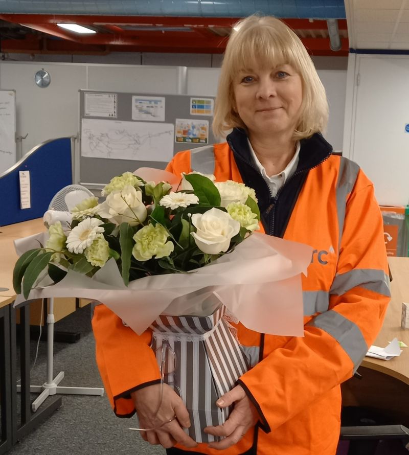 kathylewin_wrc's tweet card. Thank you #teamWRc for the gorgeous flowers to celebrate my 35 years at WRc. What a wonderful surprise after coming in from a routine management inspection of WRc's flow loop with our H&S officer....