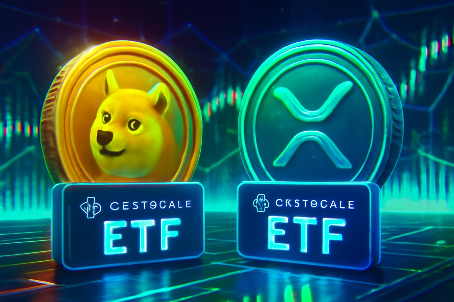 richbycoin_news's tweet card. NYSE Arca approves GDOG and GXRP, converting Grayscale trusts into publicly traded spot ETFs and expanding institutional exposure to DOGE and XRP