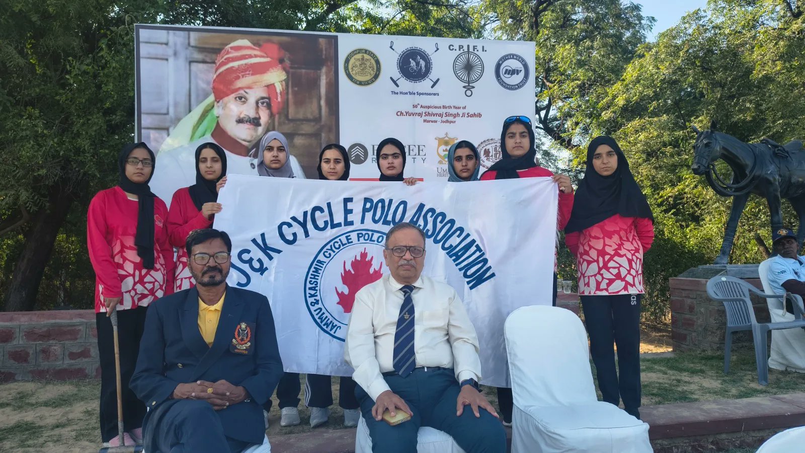 RisingKashmir's tweet card. Srinagar, Nov 16: The Jammu and Kashmir Women’s Cycle Polo Team departed for Jodhpur, Rajasthan, to participate in the 15th (Women) Cycle Polo Federation Cup 2025, scheduled from 16th to 18th Novem…