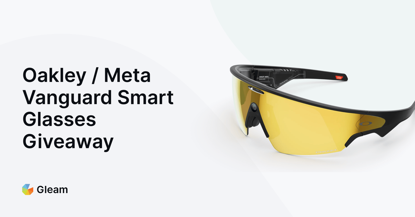 gleamapp's tweet card. Enter the Oakley | Meta Vanguard Smart Glasses for a chance to win Oakley | Meta Vanguard with Meta AI! Hosted by Gleam.io, this giveaway ends on December 31, 2025. Complete simple actions to boost...
