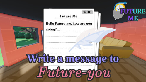 Vinttho's tweet card. 👋Welcome to Future Me👋 👴This game is all about your FUTURE.👵 📒You can dig down a capsule and write a note to Future You. 📅Set your own calendar, and retrieve it in the FUTURE. 🧱Hang your note...