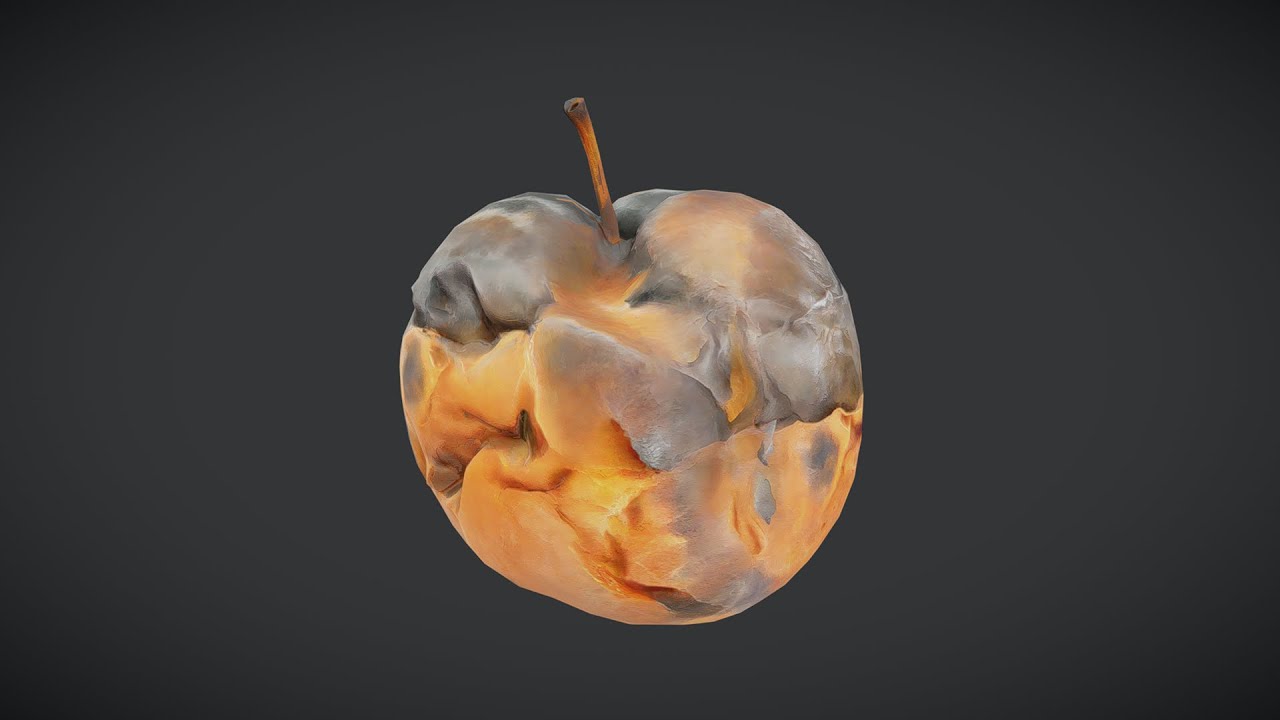_plaggy's tweet card. Rotten Apple 2 - low poly PBR 3d model