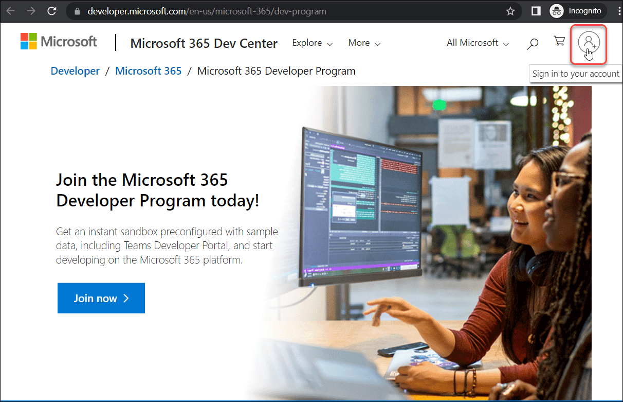 SPGuides's tweet card. Join the Microsoft 365 Developer Program for FREE! Get instant access to a developer sandbox, tools, and resources to build and test Microsoft 365 solutions.