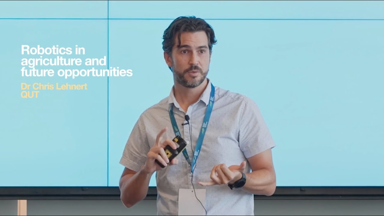 FutureFoodCRC's tweet card. Robotics in agriculture and future opportunities – Dr Chris Lehnert