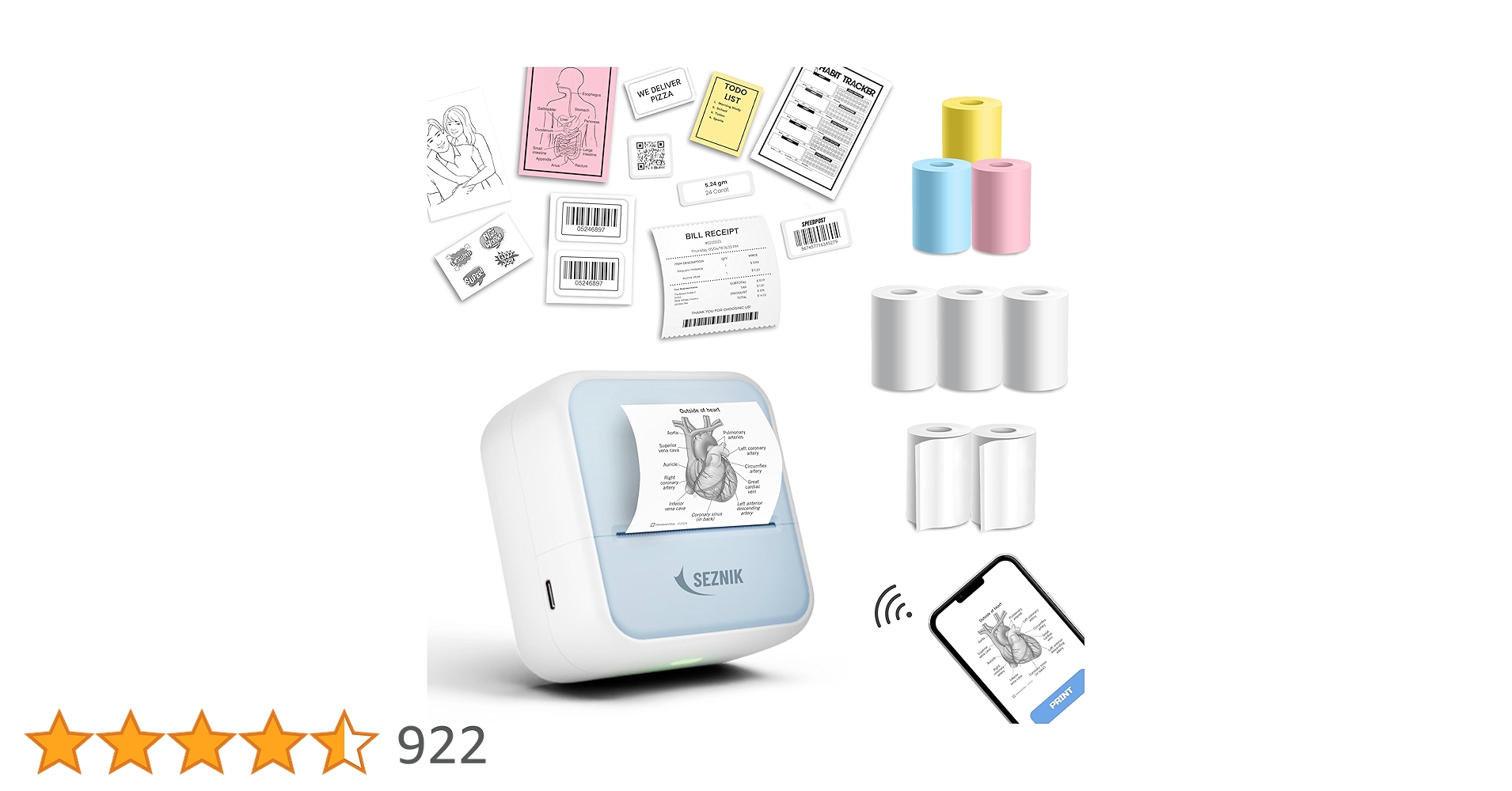 AllDealsInd's tweet card. Printing Method: Direct Thermal Printing (no ink, no toner) Connectivity: Bluetooth Size: 12 x 10 x 8 cm Weight: 200gm Color: Blue Compatible System: iOS & Android 200dpi high resolution printing...