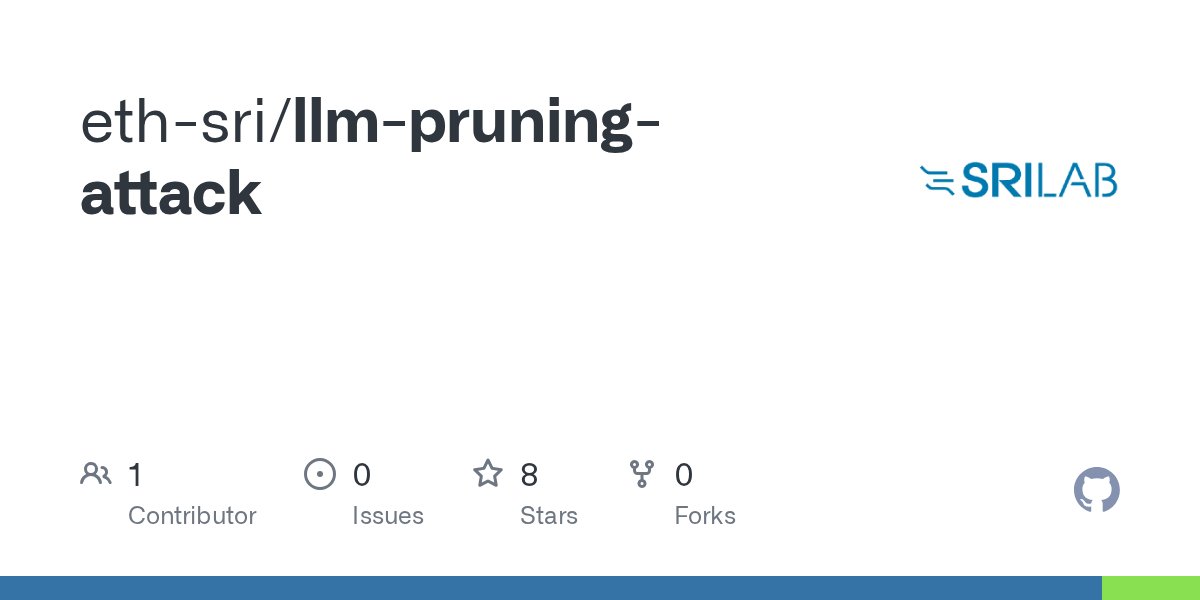 ksg93rd's tweet card. Contribute to eth-sri/llm-pruning-attack development by creating an account on GitHub.