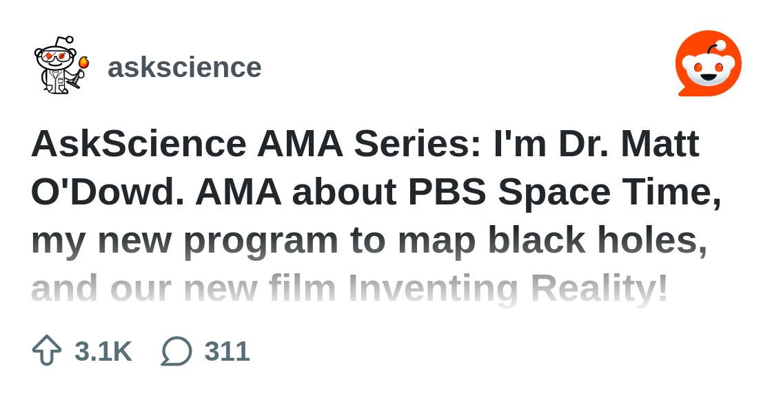 PBSSpaceTime's tweet card. Explore this post and more from the askscience community