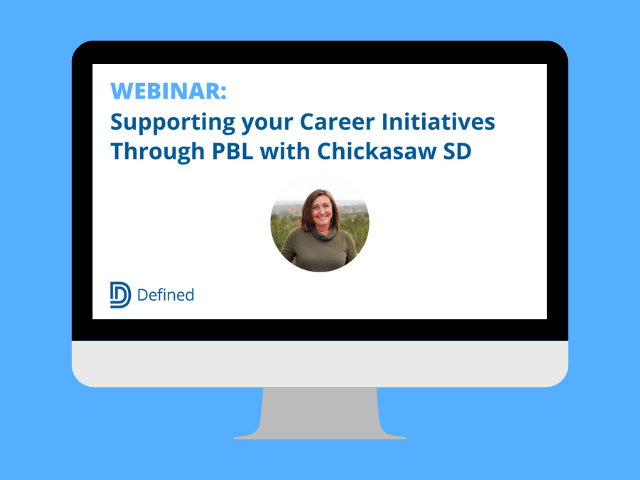 DefinedLearning's tweet card. In this complimentary webinar, educators from the Chickasaw school district will discuss effective ways educators can expand opportunities for every student to explore career clusters and pathways in...