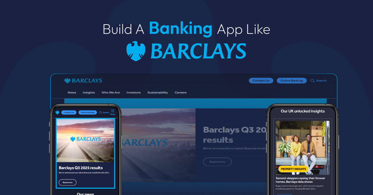 DevTechnosys's tweet card. Discover how to Build A Banking App Like Barclays with key insights on design, security, and features to create a top-notch financial app.