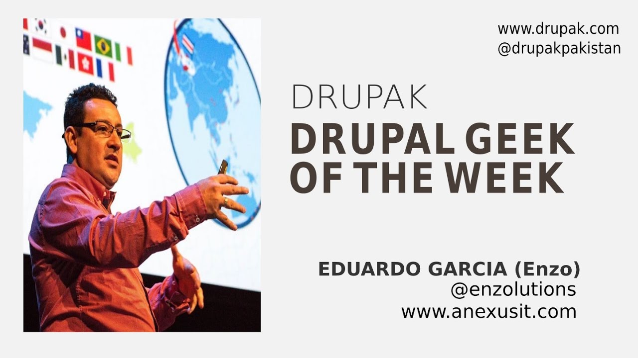 DrupalComPak's tweet card. Drupak Drupal Geek of the Week - Enzo (Episode 1