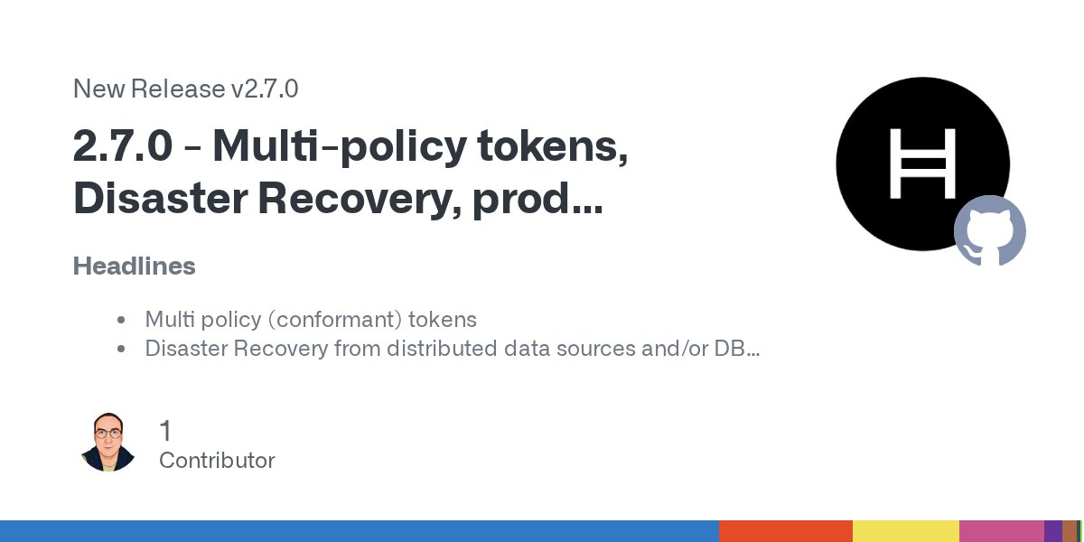 env_blockchain's tweet card. Headlines Multi policy (conformant) tokens Disaster Recovery from distributed data sources and/or DB backups Performing UI Automation Tests Documentation Updated Epics Closed Multi-Policy Covera...