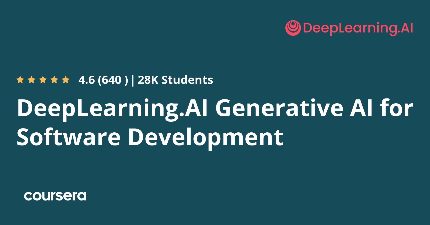 ds_fafa_'s tweet card. Offered by DeepLearning.AI. Leverage AI in your software ... Enroll for free.