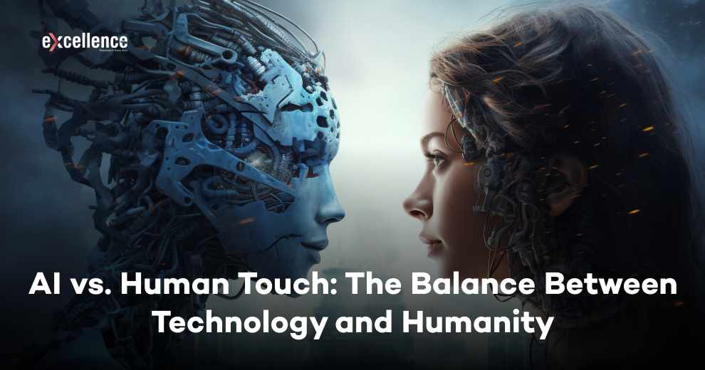 Excellence4455's tweet card. AI vs. Human Touch: The Balance Between Technology and Humanity
