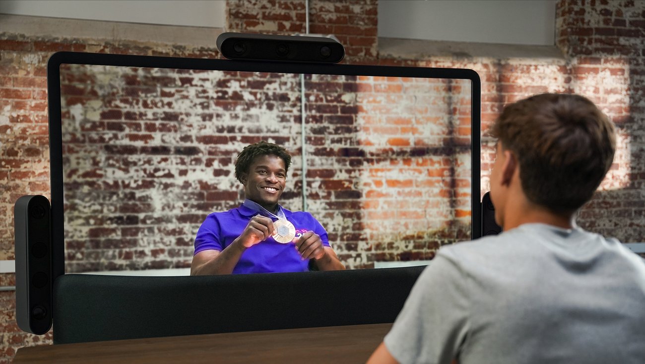 Google's tweet card. Project Starline helps connect Team USA Olympic Athletes to their loved ones back home to share their favorite moments.