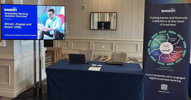 riddle_keith's tweet card. Day 1 of the American Banker Payments Forum. Excited to review BankiFi’s embedded banking solution for SMBs with the attendees! Sian English Elle Rushby Lindsay Hodges #embeddedbanking #smbs