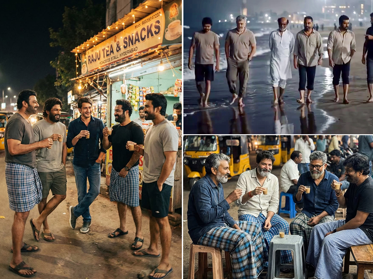 sakshinews's tweet card. చలిలో వెచ్చని టీ తాగుతున్న స్టార్‌ హీరోలు (ఫోటోలు)