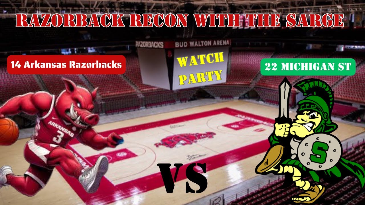 RazorbackRecon's tweet card. Hogs Vs Spartans on the hardwood at the Breslin Center in East...