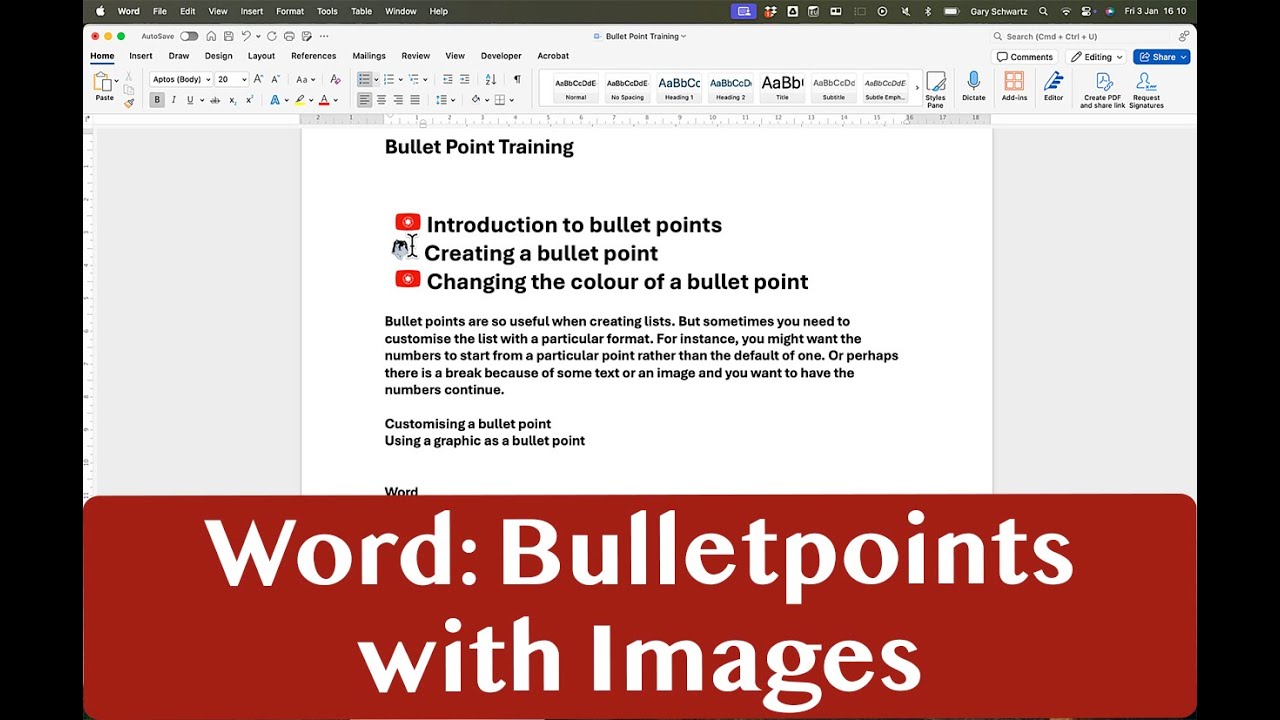 garyschwartz's tweet card. Microsoft Word: Using Images for Bulletpoints