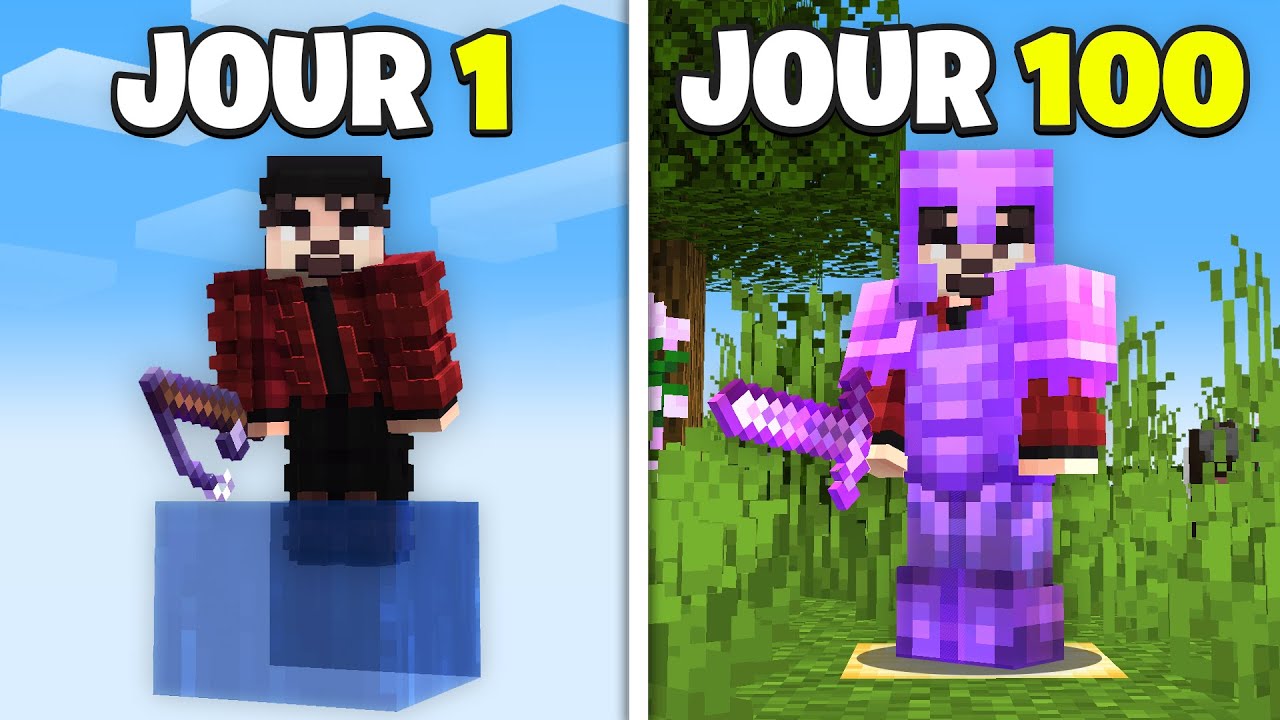 levraiLangoc's tweet card. J'ai Survécu 100 JOURS sur Un Seul BLOC D'EAU Hardcore Sur Minecraft !