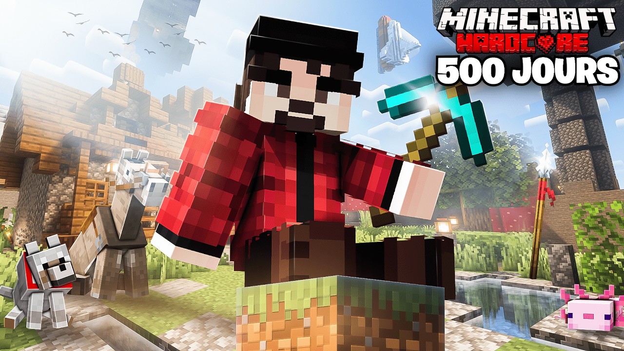 levraiLangoc's tweet card. J'ai Survécu 500 JOURS en SKYBLOCK Hardcore sur Minecraft ! [FILM...