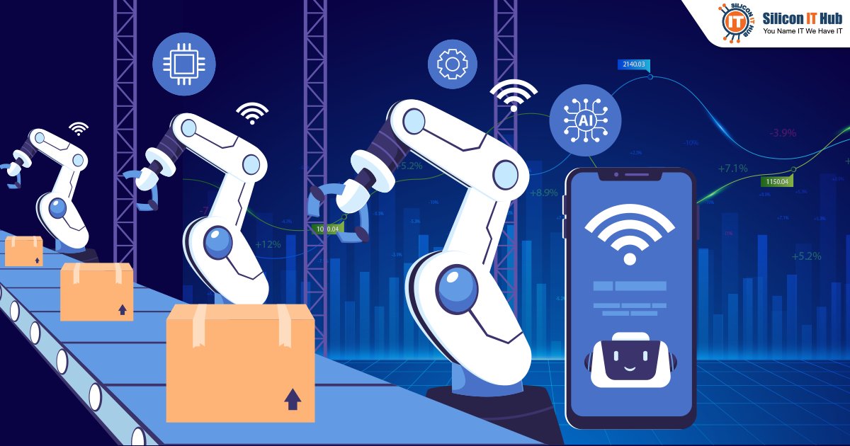 SiliconITHub's tweet card. AI app development services can make user-friendly apps for the manufacturing sector. Here are the key benefits and considerations of AI apps in manufacturing.
