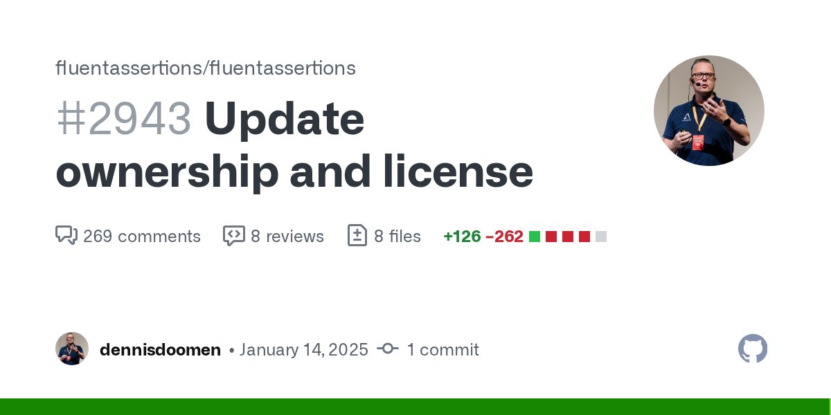 neuecc's tweet card. Update ownership and license by dennisdoomen · Pull Request #2943 · fluentassertions/fluentassert...