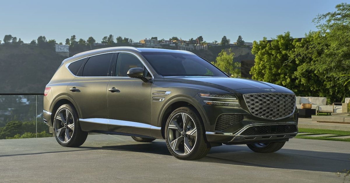 ElectrekCo's tweet card. The luxury Genesis GV80 SUV is finally getting an EV variant. Genesis is launching the next-gen model as soon as...