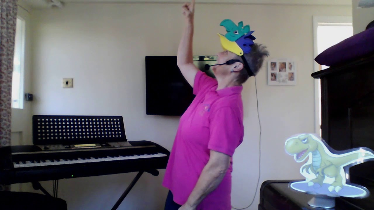 MusicalFunTime's tweet card. There's a dinosaur!