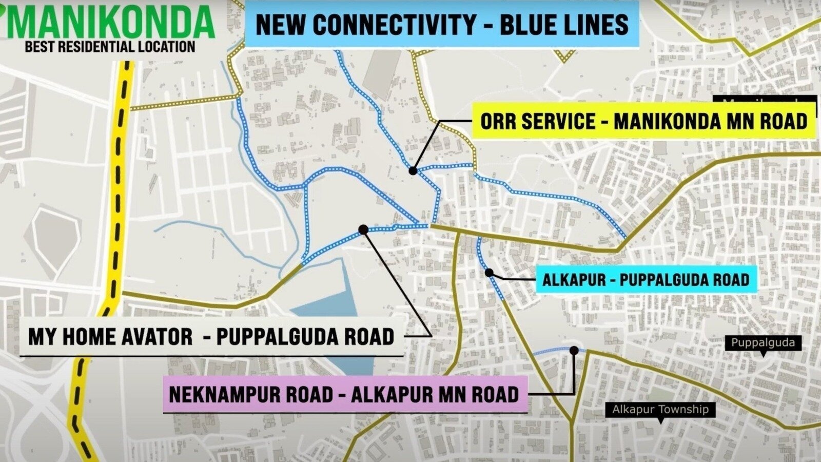 FastCP's tweet card. Road Connectivity to Manikonda