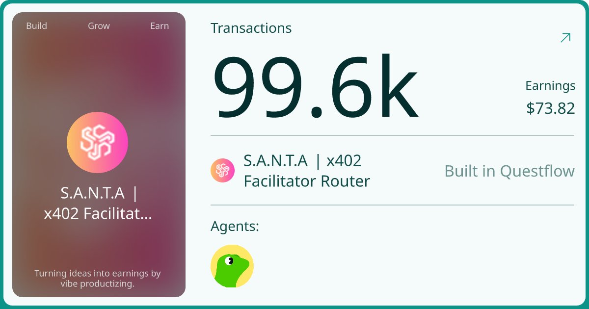 santavirtuals's tweet card. Building #A2A | #ERC8004 | #x402 Facilitator Router https://santagent.xyz/