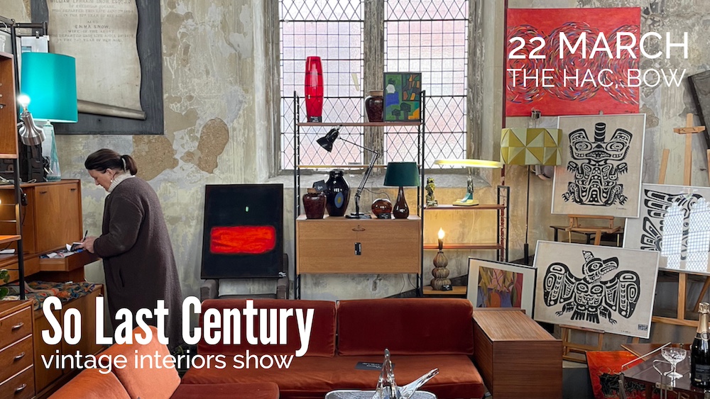 so_lastcentury's tweet card. So Last Century returns to east London with another vintage fair specialising in home interiors. The Heritage & Arts Centre