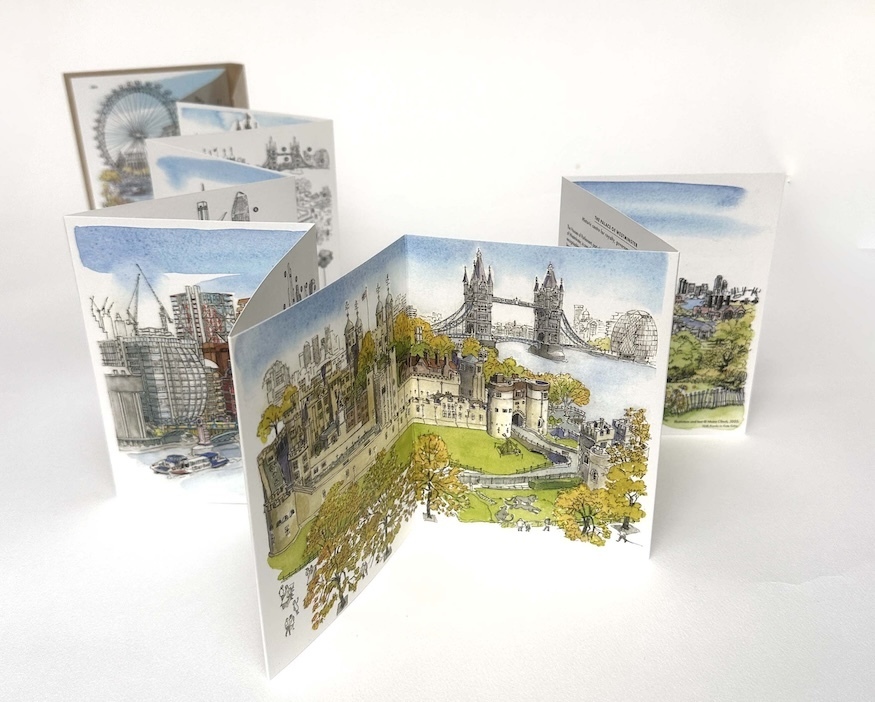 Londonist's tweet card. Gorgeous illustrations of London by the river.
