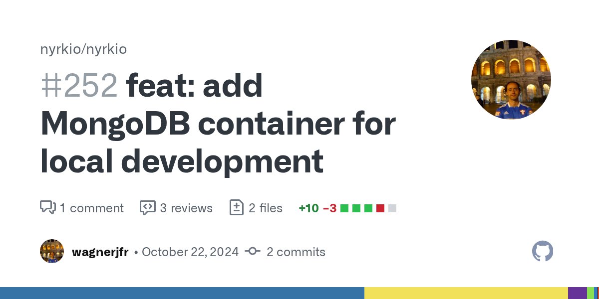 wagnerjfr's tweet card. Updated README.md to provide the MongoDB DB_URL for local setup. Modified docker-compose.dev.yml to configure MongoDB service for local development.